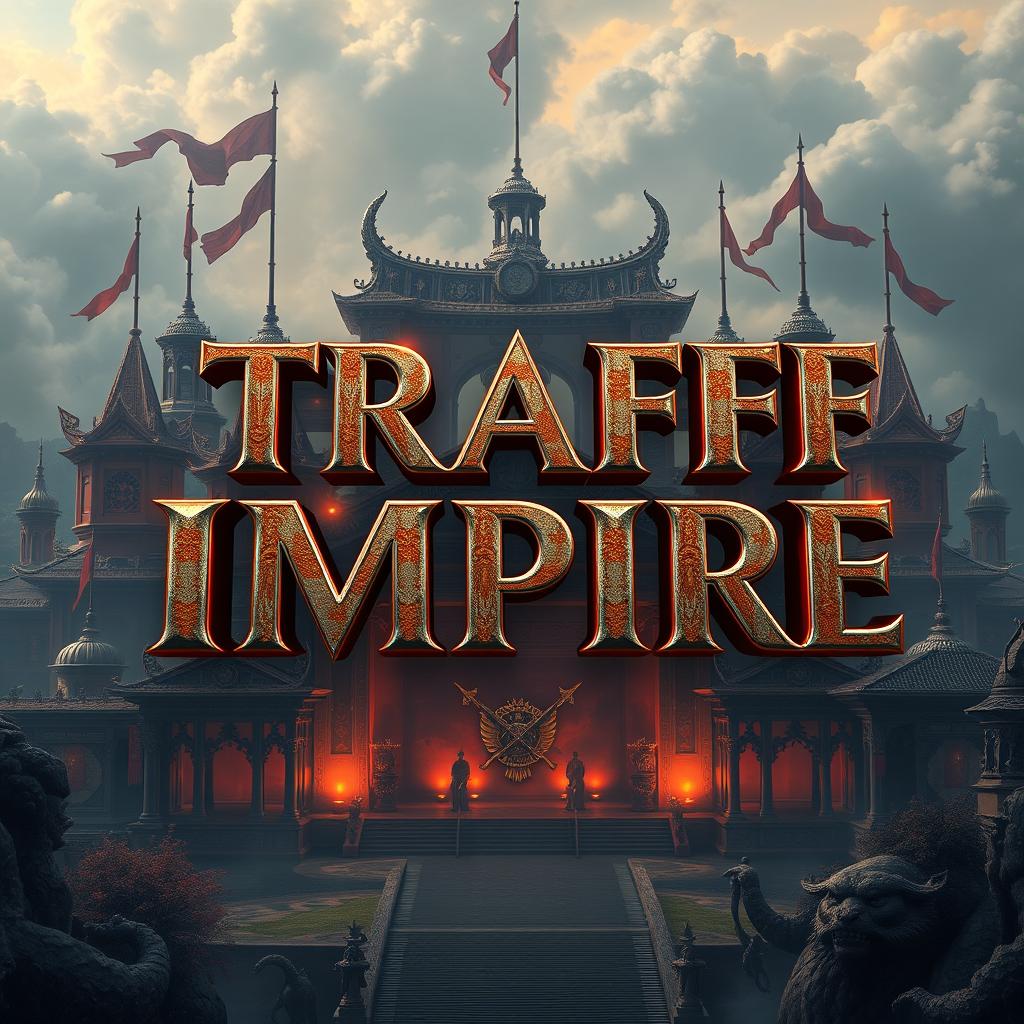 A striking 2K image featuring the phrase 'TRAFF IMPIRE' prominently at the center, with 'TRAFF' artistically placed above 'IMPIRE'