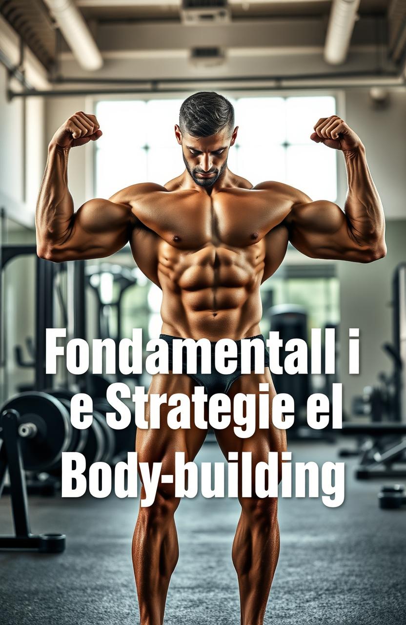 A natural bodybuilding scene featuring an impressive physique showcasing muscular definition and strength, mid-workout with weights in a gym filled with natural lighting