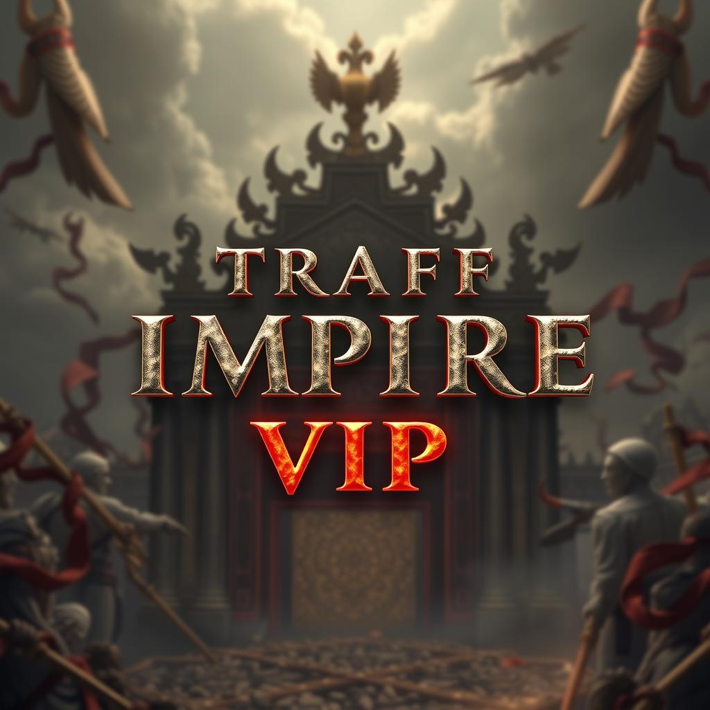 In a stunning 4k quality image, display the phrase 'TRAFF IMPIRE VIP' centered in the artwork, arranged with 'TRAFF' at the top, 'IMPIRE' directly below, and 'VIP' at the bottom