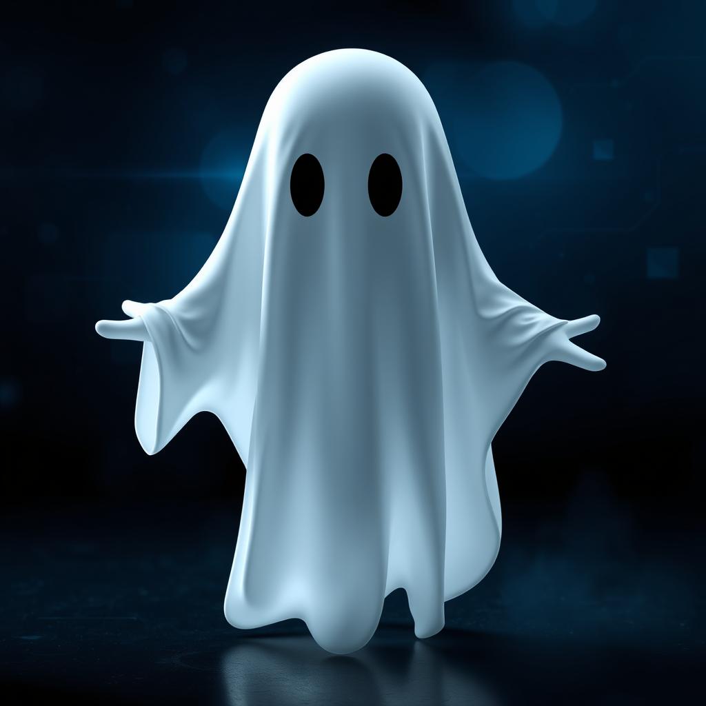 A ghost with a classic, translucent look in a static pose, characterized by its ethereal presence