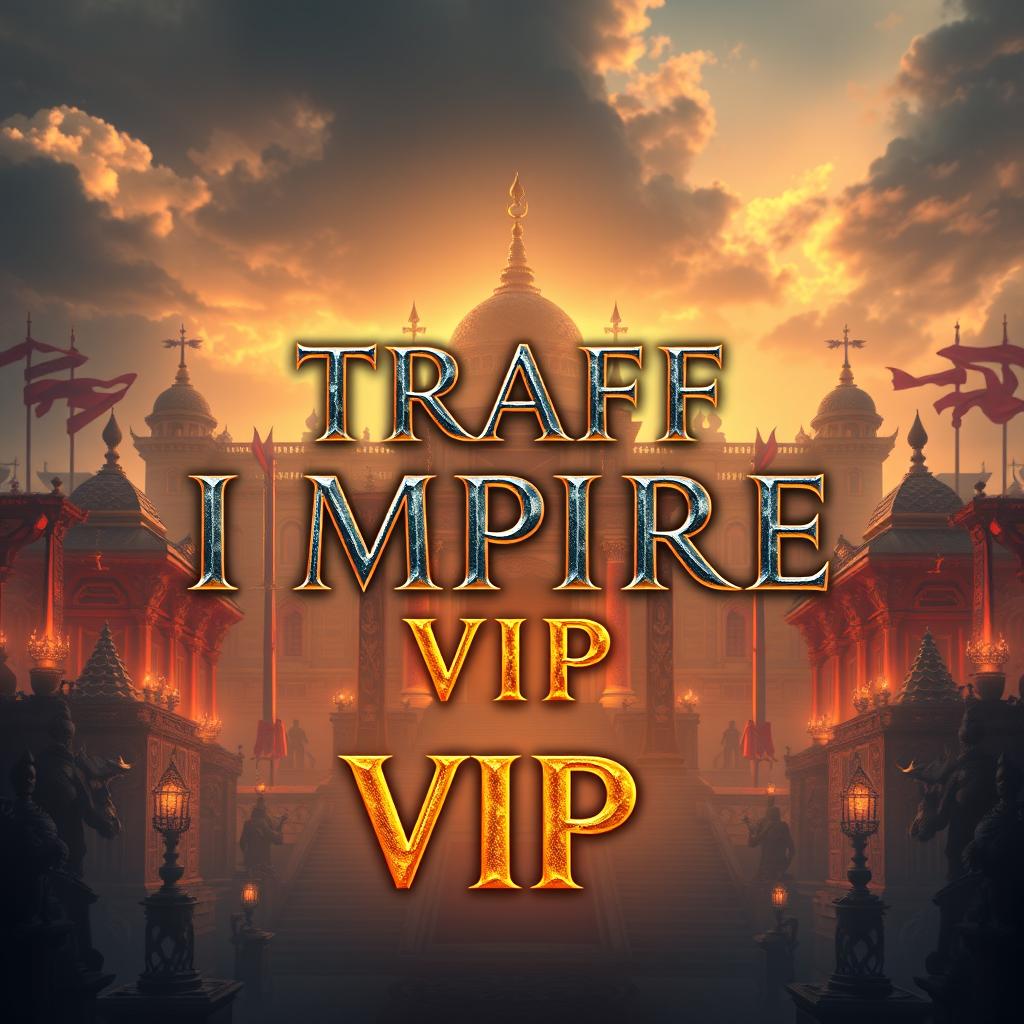 Create a stunning 4k quality image that features the phrase 'TRAFF IMPIRE VIP' prominently centered