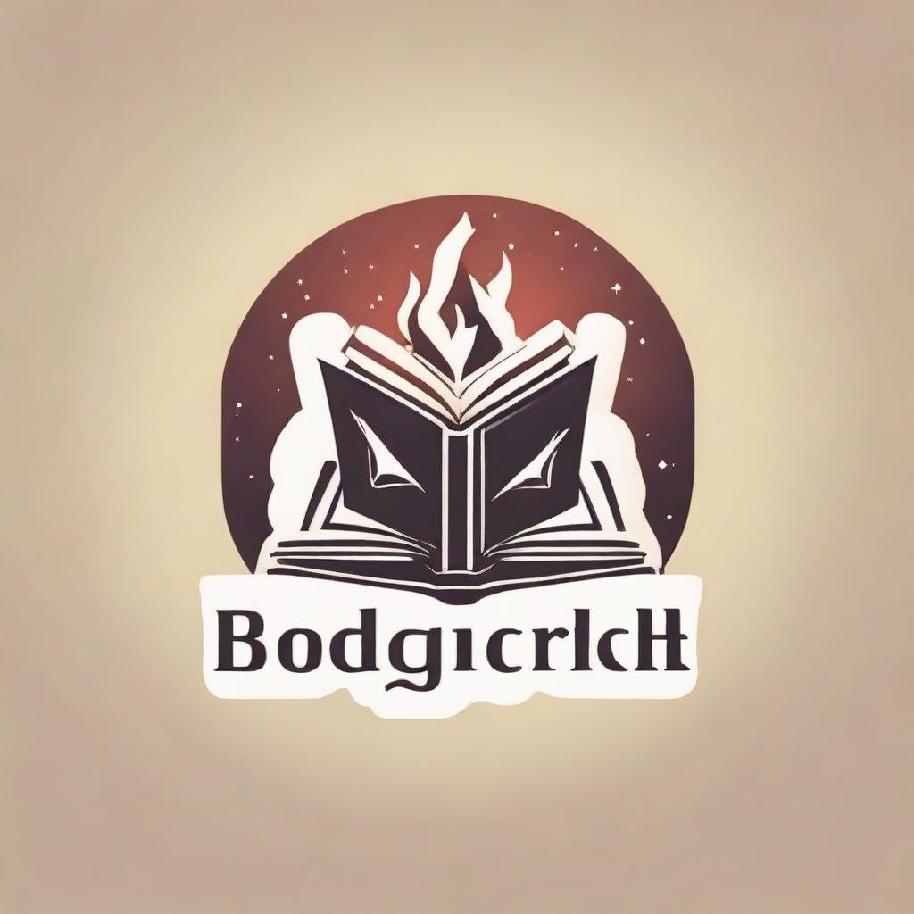 Logo for an online bookstore called BOKmagik. The design should incorporate elements that signify books, magic, and digital technology.