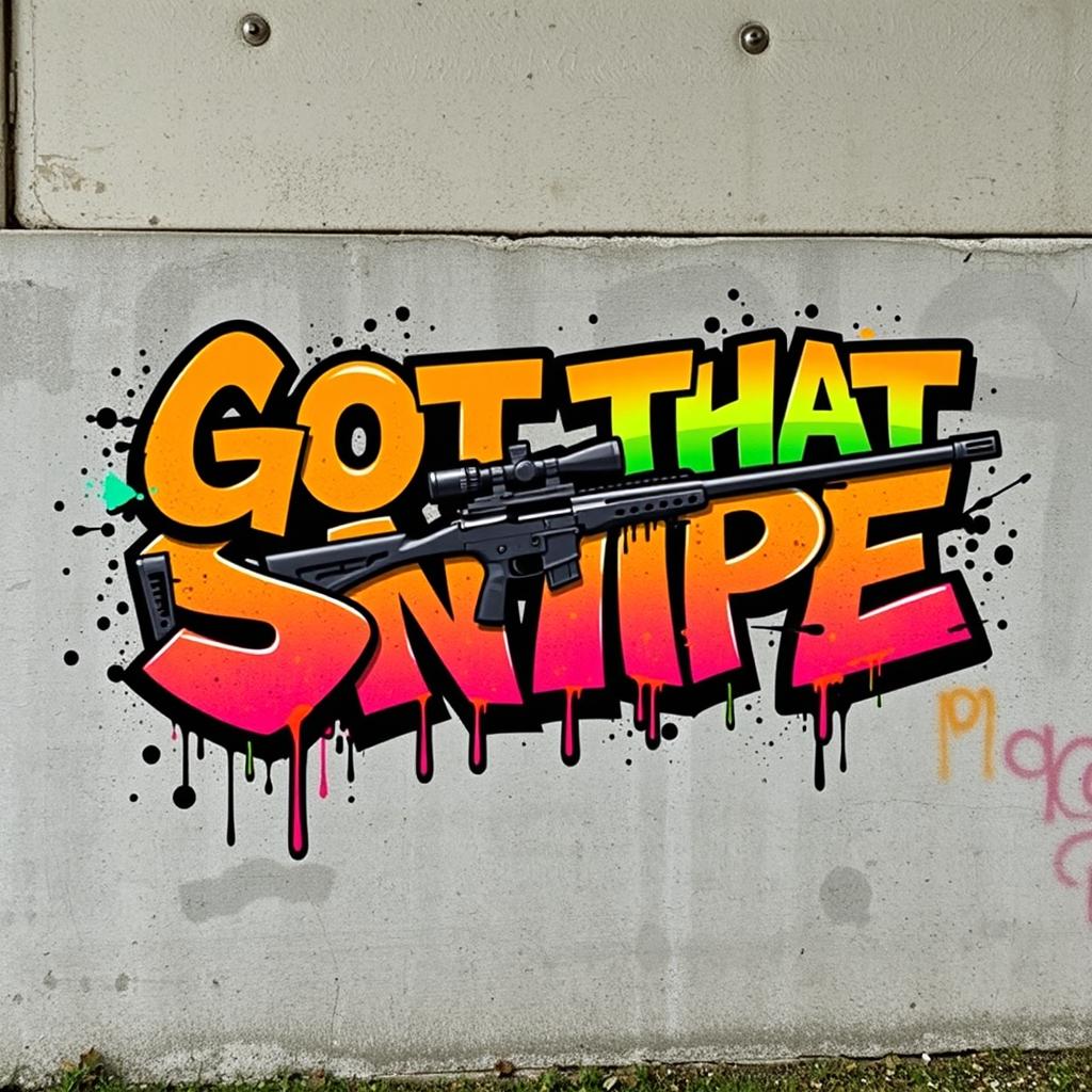 Bold graffiti art featuring the text 'GOT THAT SNIPE' in a dynamic, colorful street art style
