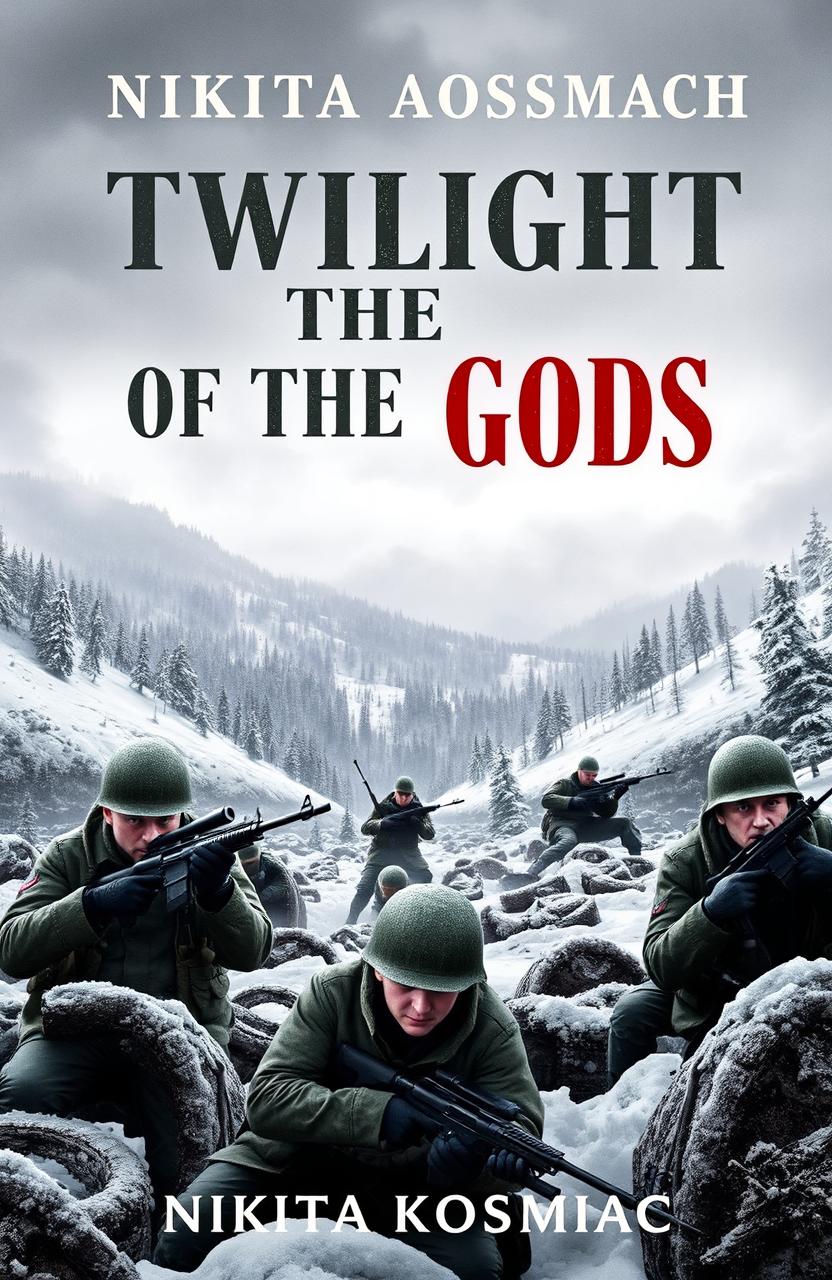 A book cover for "Twilight of the Gods" by Nikita Kosmach, depicting the Battle of the Ardennes in 1944