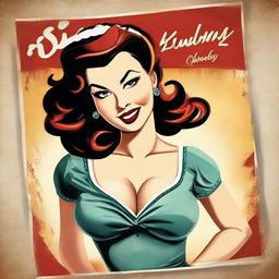 Create a vintage poster featuring a rockabilly pin-up girl.