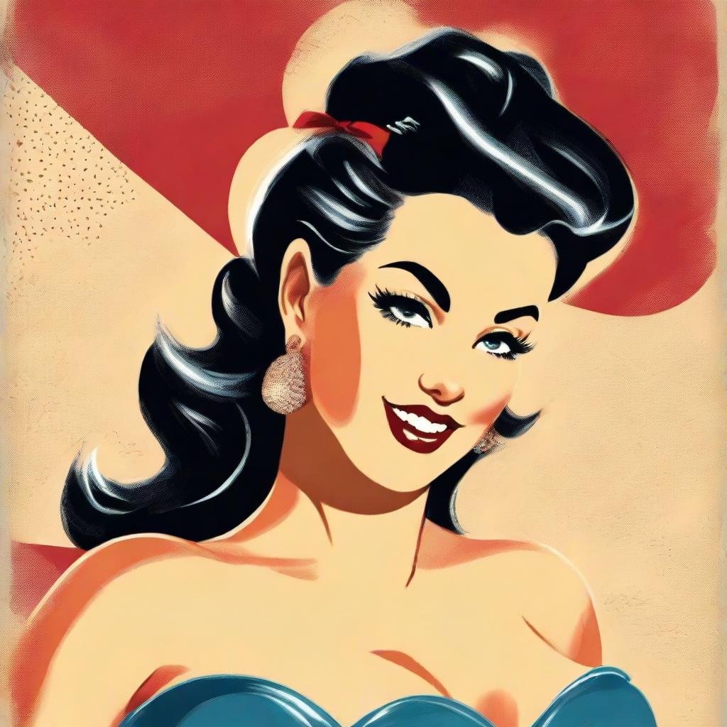 Create a vintage poster featuring a rockabilly pin-up girl.