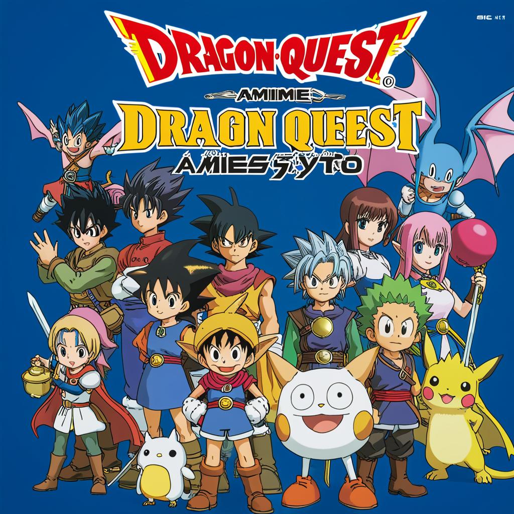 Necesito que a esta foto le quites todas las letras y solo pongas de título 'Series Anime' manteniendo el formato de Dragon quest y el resto de los personajes