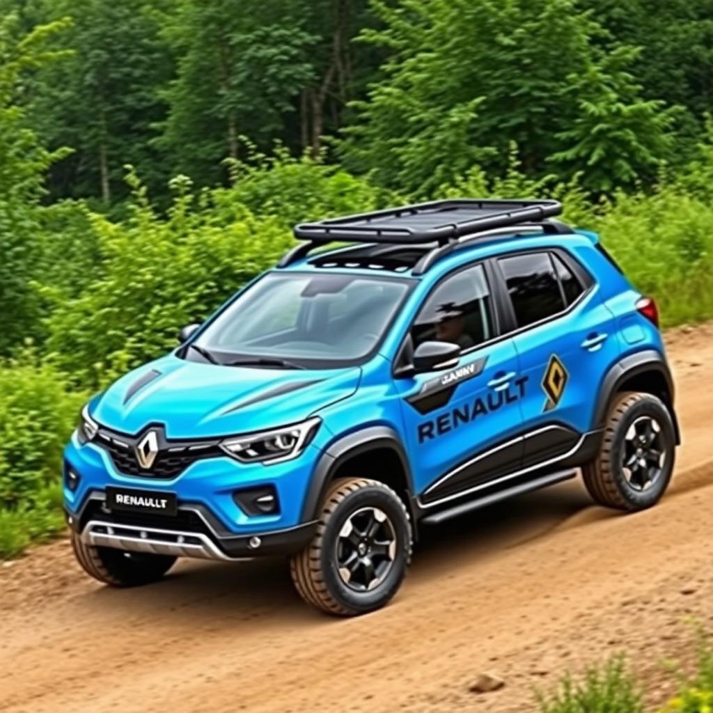 A freshly restyled Renault 4 in an eye-catching blue, designed in a sporty off-road style