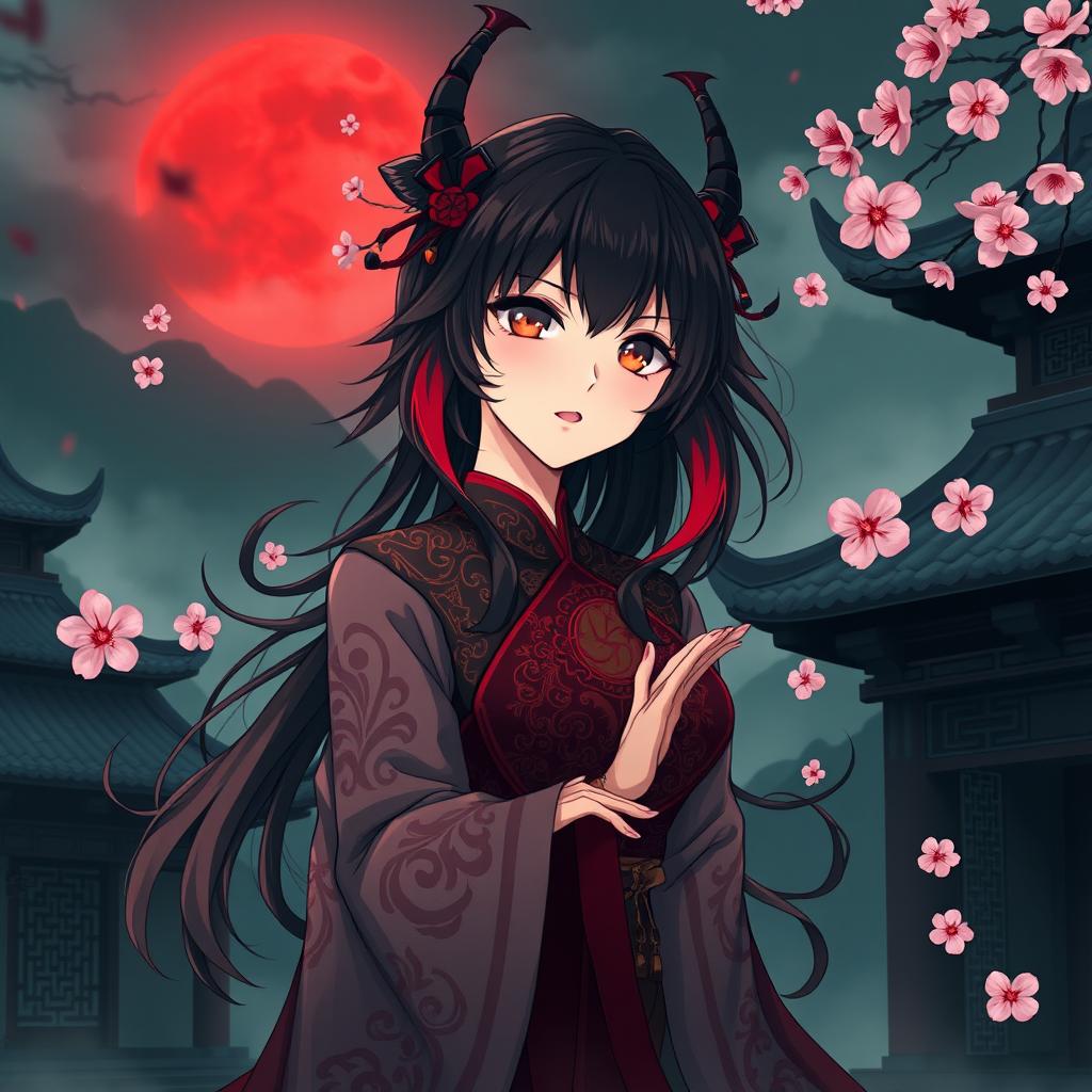 In ancient China, an enchanting anime girl depicted as "possessed by a demon