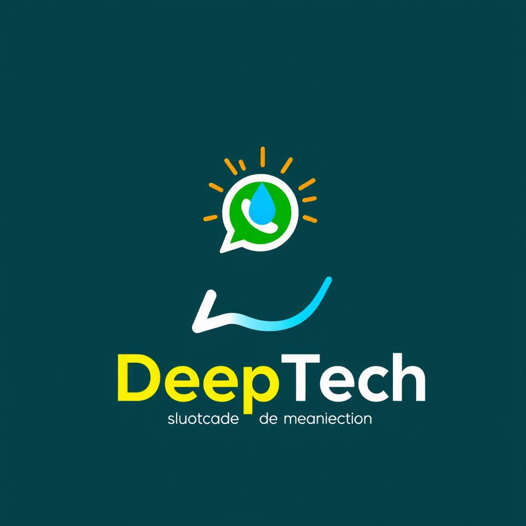 A visually appealing WhatsApp logo design tailored for a company named 'DeepTech', which specializes in water pumps and solar products