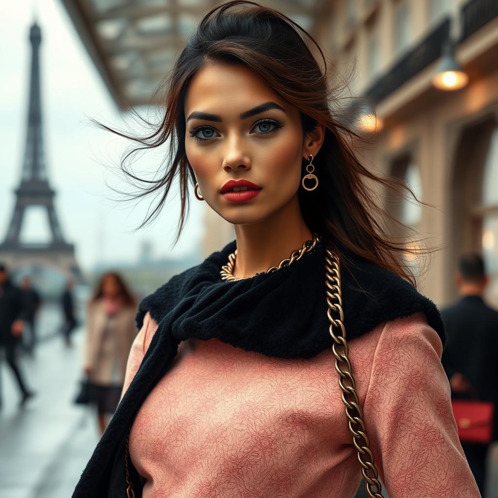 A captivating fashion video featuring a model in luxurious Chanel and Hermès outfits