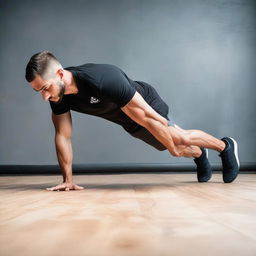 An athletic person displaying their upper body strength, balance, and control while performing a perfect planche