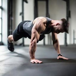 An athletic person displaying their upper body strength, balance, and control while performing a perfect planche