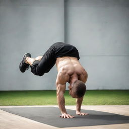 An athletic person displaying their upper body strength, balance, and control while performing a perfect planche