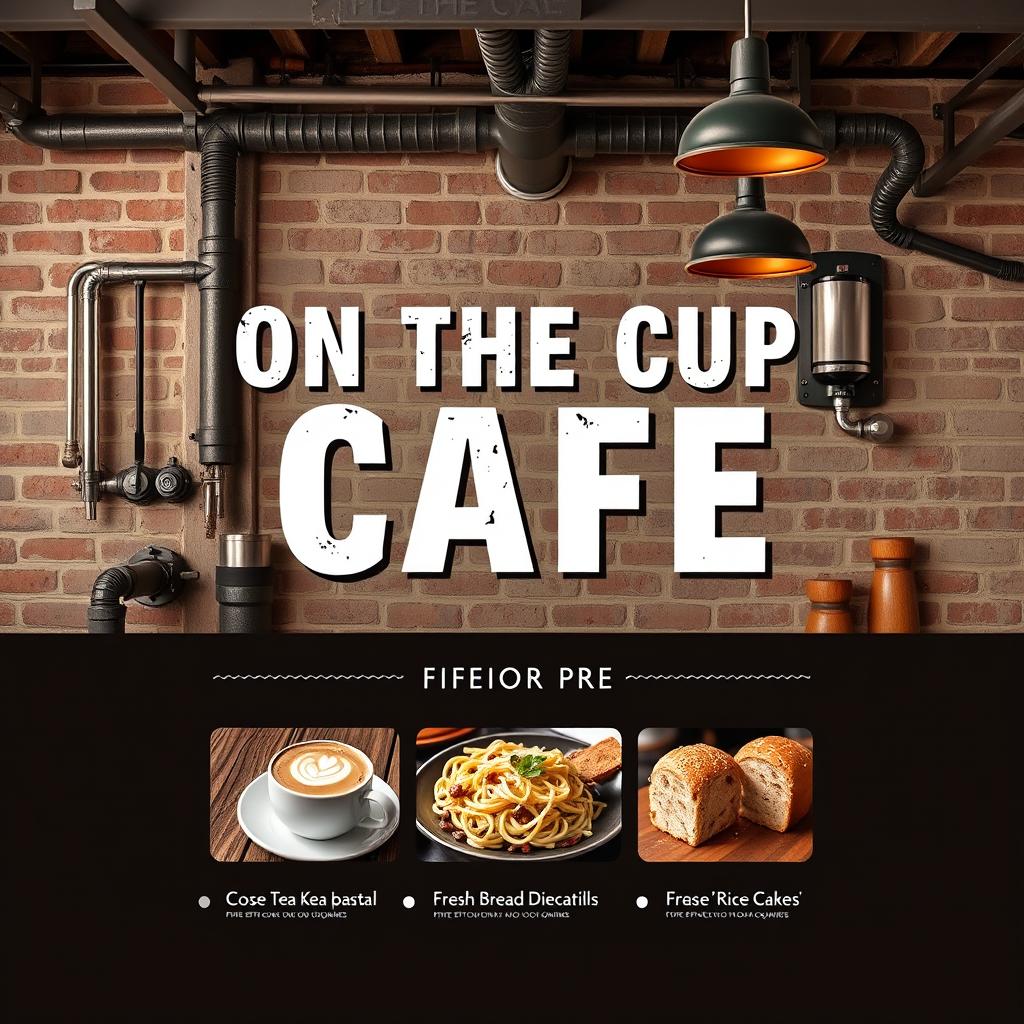 A stylish and modern flyer design for a coffee shop named 'On the Cup Cafe'