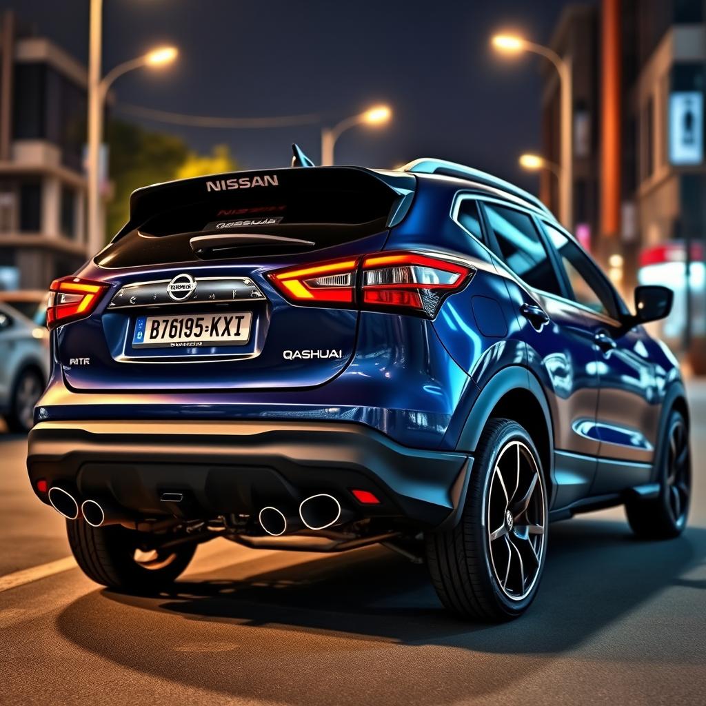 A customized Nissan Qashqai J11 featuring a unique four-exhaust setup that emphasizes its sporty and powerful character