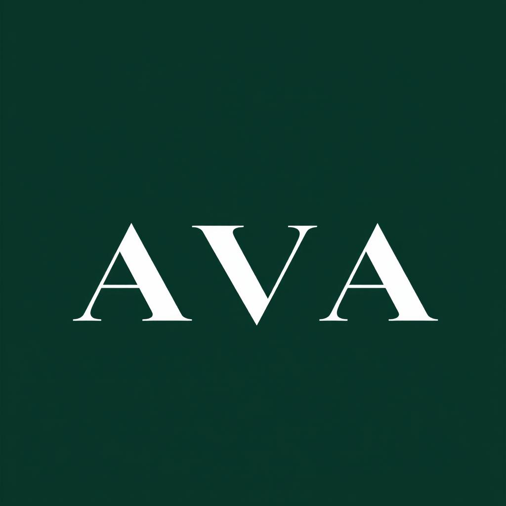 A minimalistic logo design featuring the word 'AVA'