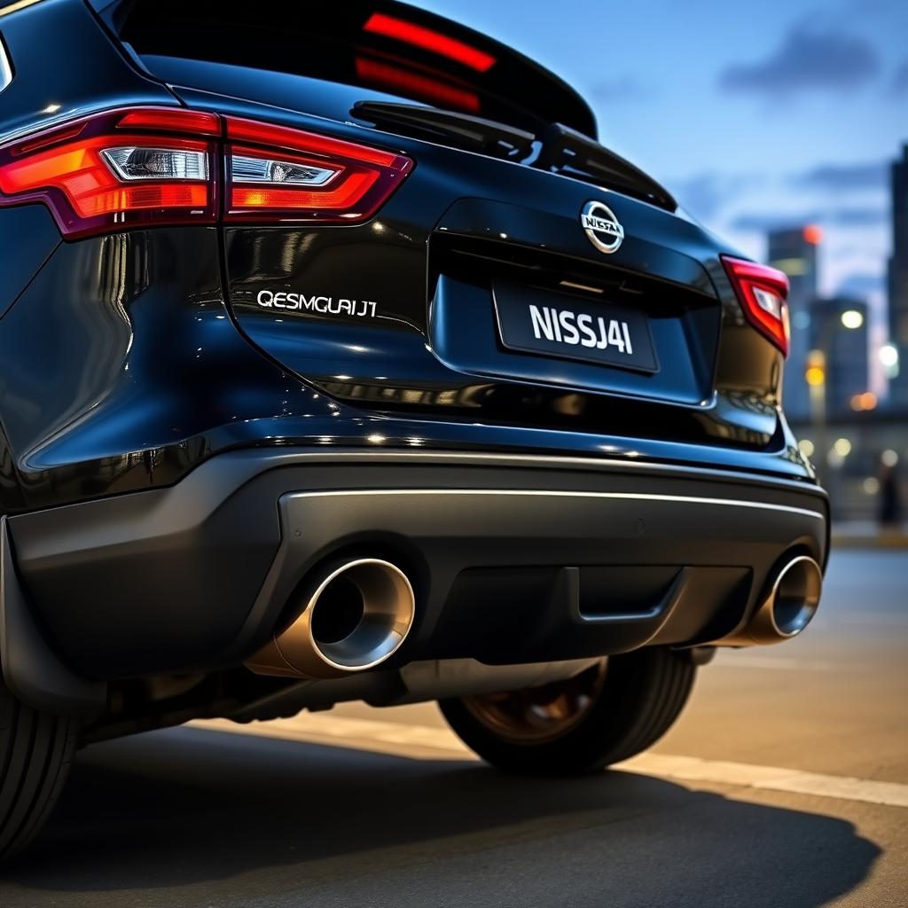 A striking black Nissan Qashqai J11 featuring two oversized exhausts, emphasizing its sporty and aggressive appeal