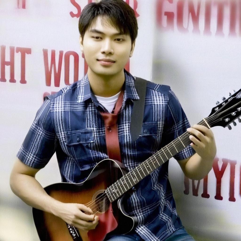 Playing guitar