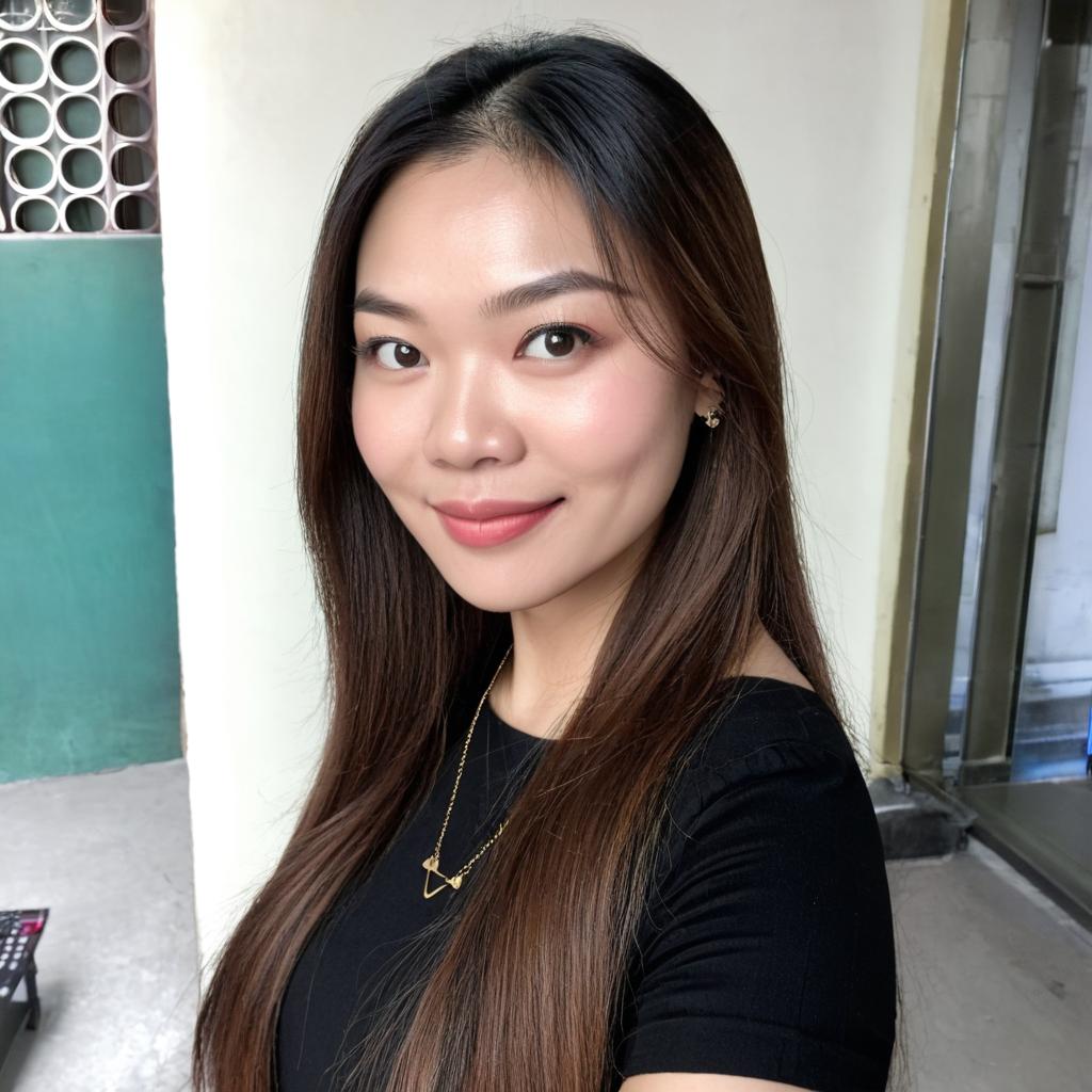 make her wearing formal attire with white background