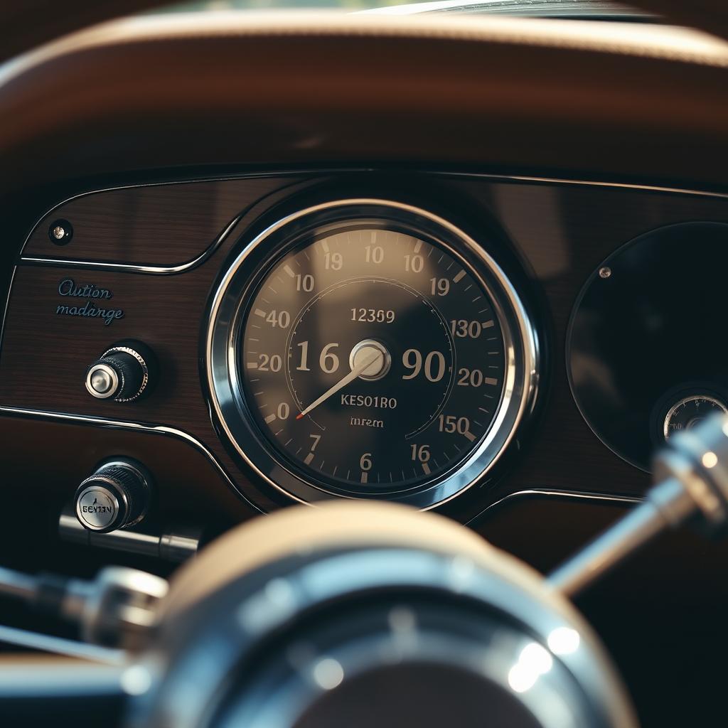 A detailed interior view of a vintage car's dashboard, showcasing the odometer reading precisely at 165090 kilometers
