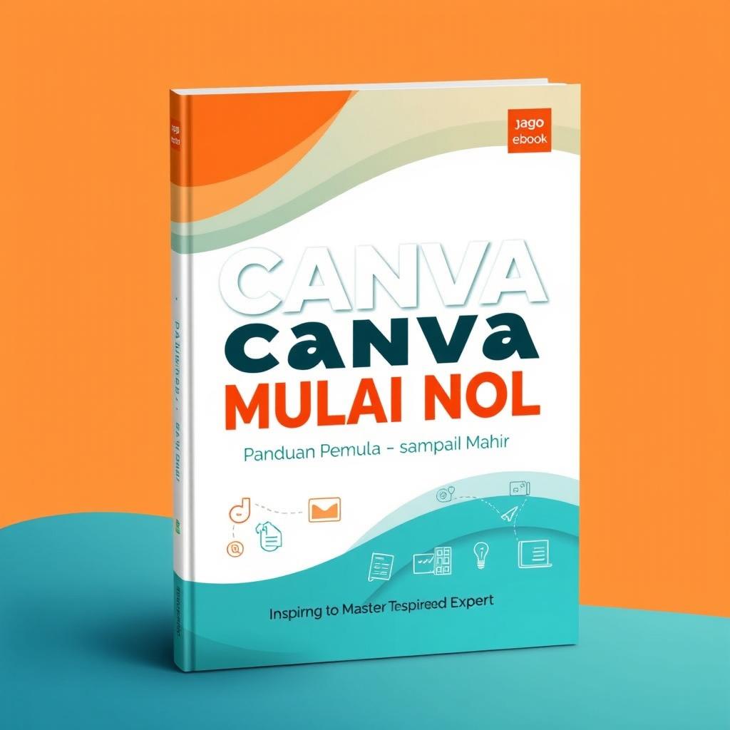 A striking eBook cover titled 'Jago Canva Mulai Nol: Panduan Pemula sampai Mahir', featuring an engaging and educational design theme