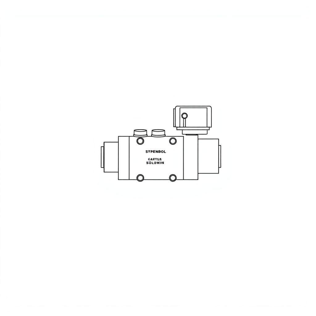 An illustrative representation of the ISO symbol for a 5/2 directional control valve featuring a single solenoid