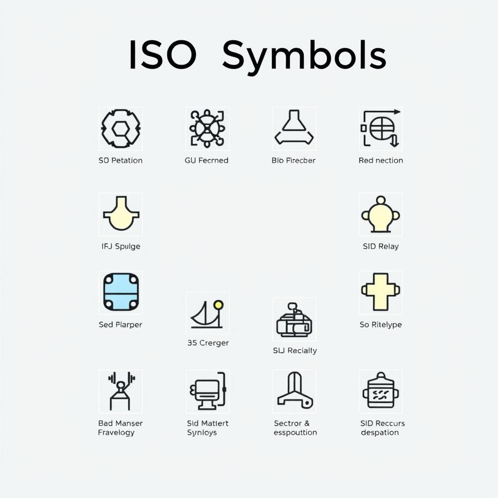 An intricate illustration of ISO symbols for relays, featuring detailed designs of each symbol representing different functions