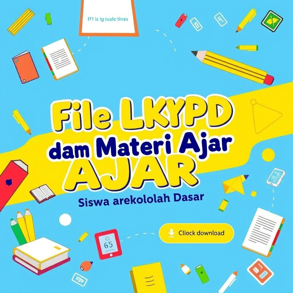 A visually appealing banner for 'File LKPD dan Materi Ajar Siswa Sekolah Dasar', designed to attract elementary school teachers and students