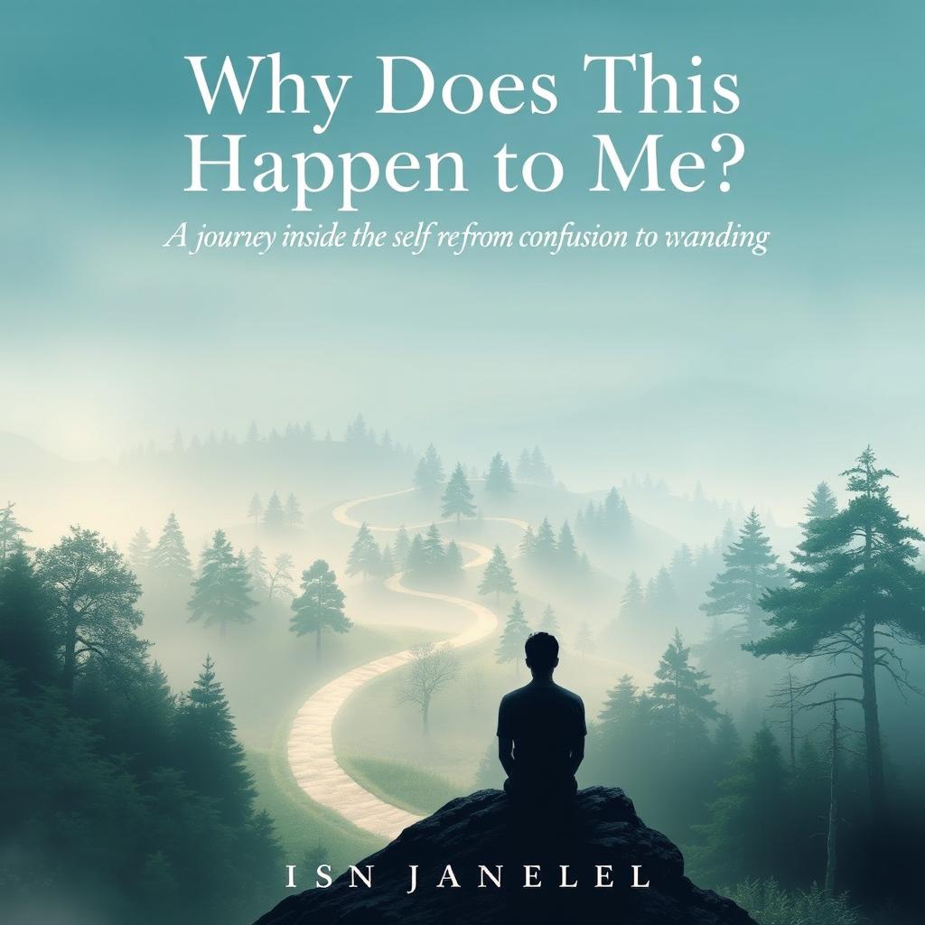 A tranquil and thought-provoking book cover for the title 'Why Does This Happen to Me? A Journey Inside the Self from Confusion to Understanding'