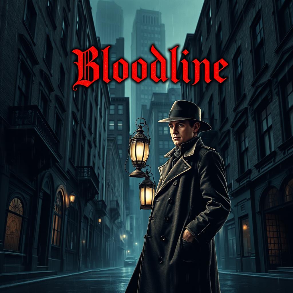 A captivating book cover design featuring the title "Bloodline" in bold gothic font at the top
