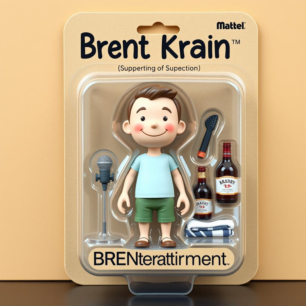 A cartoon-style 3D action figure toy displayed in transparent plastic blister packaging