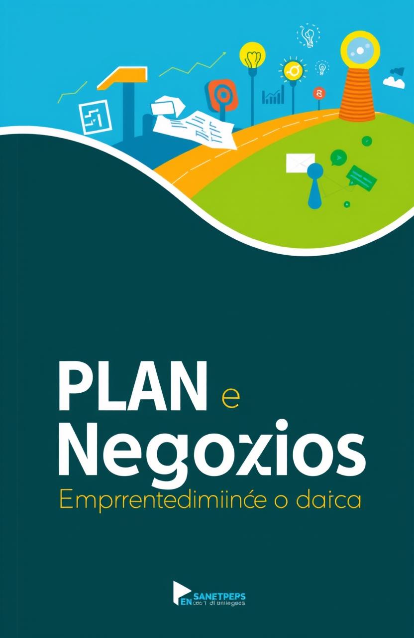 A visually engaging book cover for 'Plan de Negocios: Emprendimiento en Marcha'
