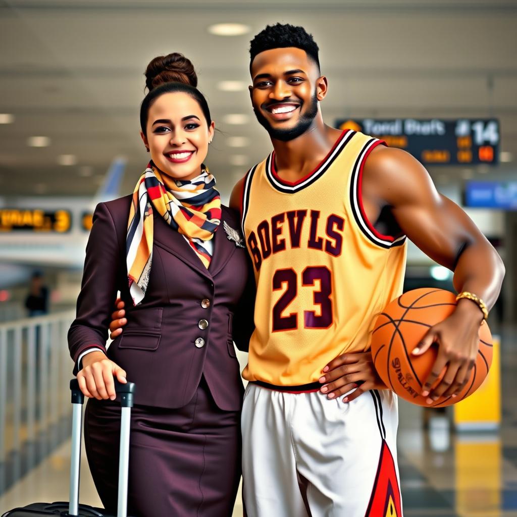 A loving couple consisting of a flight attendant and a basketball player