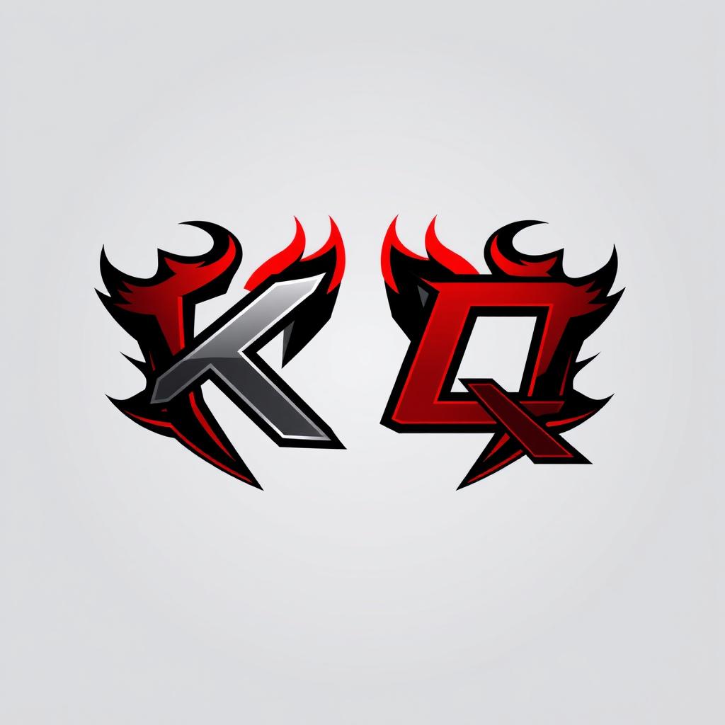 A dynamic and engaging gaming clan logo featuring the initials 'K' and 'Q'