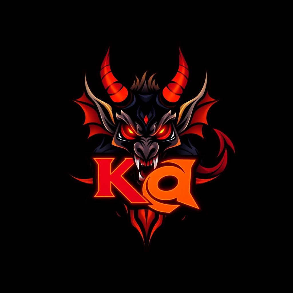 An emblem for a gaming clan with the initials 'KQ' that embodies a devil theme, inspired by the Agario game