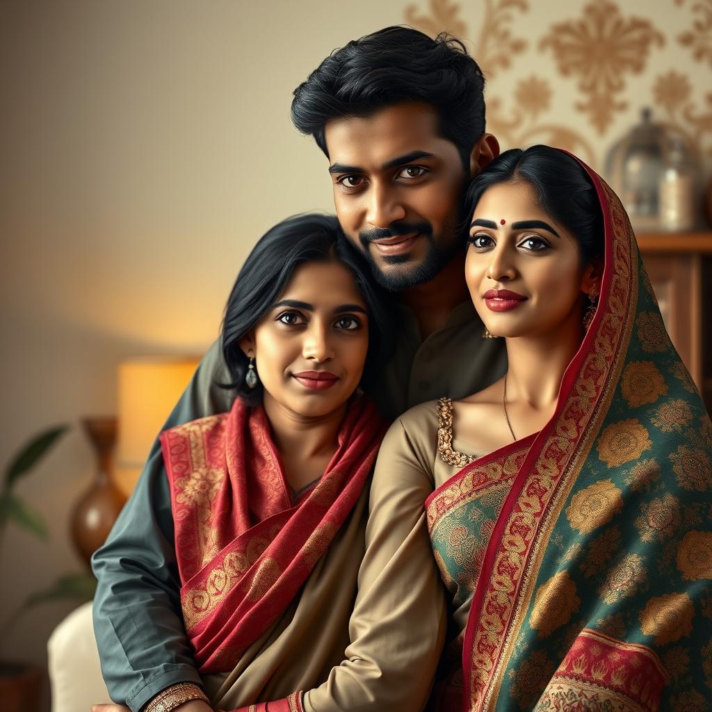 A hyper realistic portrait of a Pakistani husband and wife couple