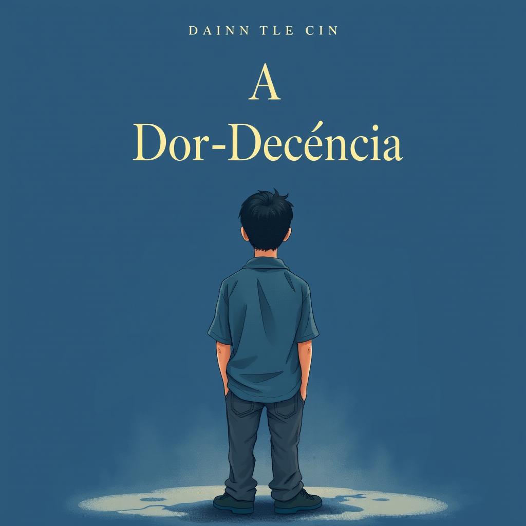 A book cover for 'A Dor-Decência' featuring a dark pastel blue color scheme that gives a somber feel, designed in a classic style