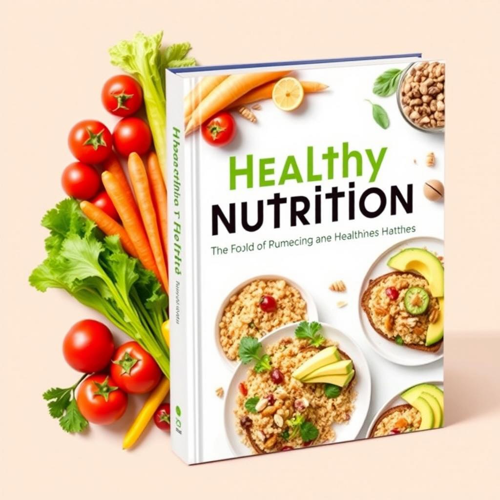 A visually appealing book cover design focused on healthy nutrition and healthy food recipes