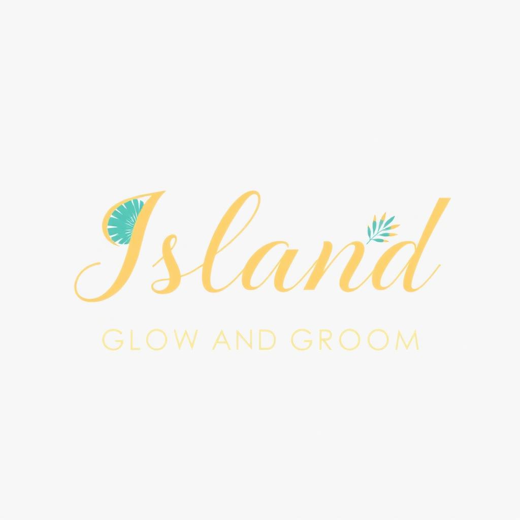 A sleek and modern logo design featuring the name 'Island Glow and Groom' prominently displayed