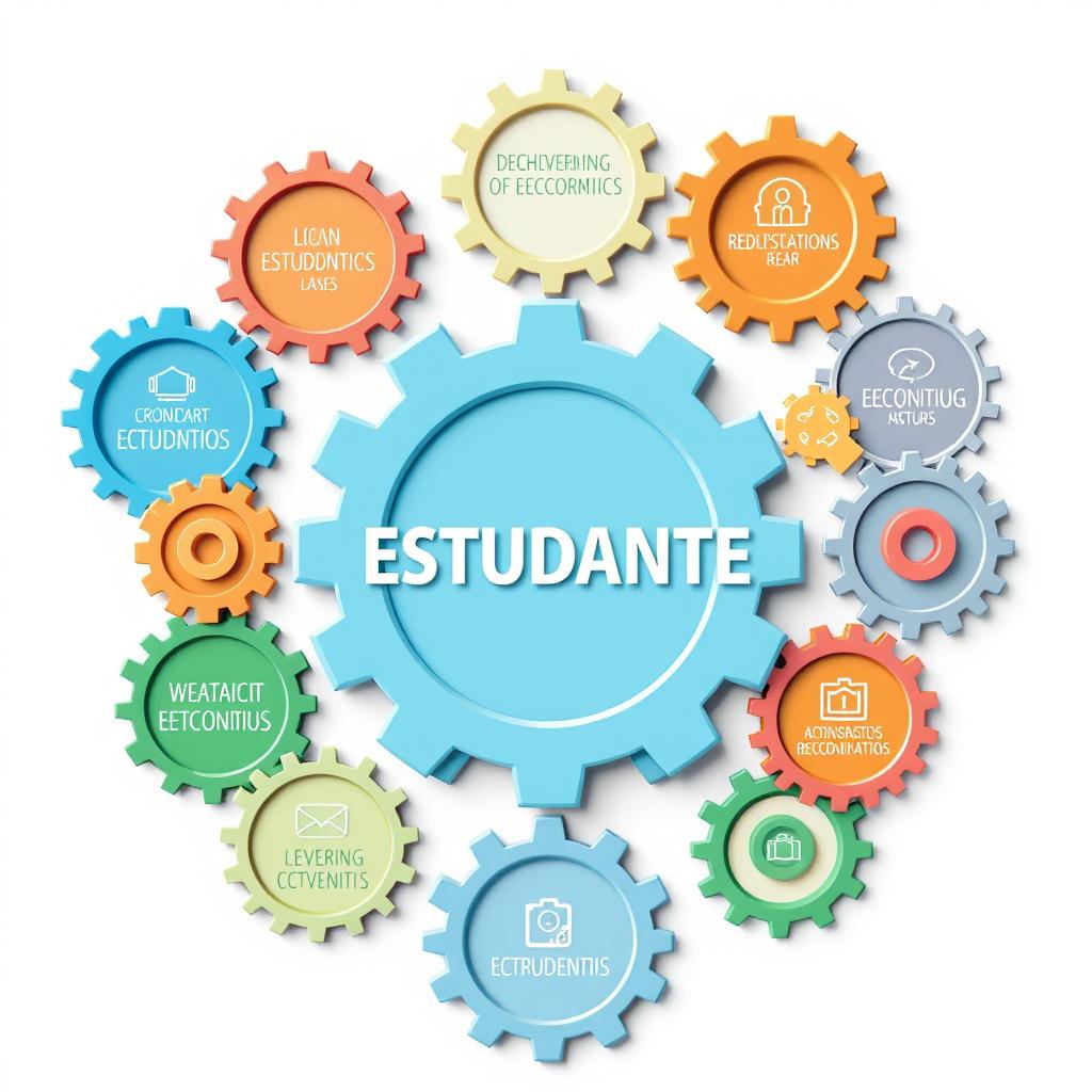 A colorful infographic illustrating interconnected gears representing an interdisciplinary support network for students with learning difficulties