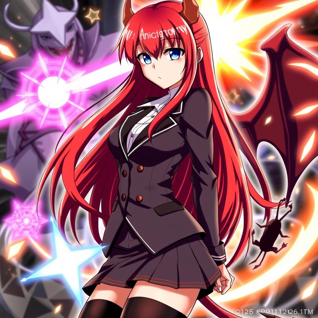 A striking character illustration of Rias Gremory, a prominent figure from the anime High School DxD
