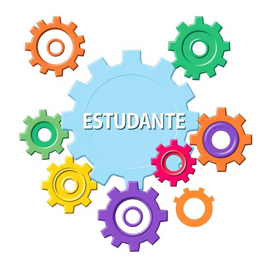 A colorful illustration depicting seven interconnected gears representing an interdisciplinary support network for students with learning difficulties