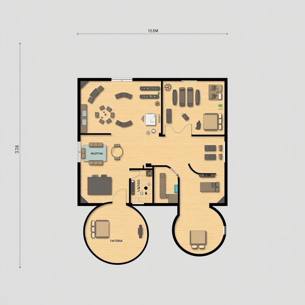 A floor plan for a designer company measuring 6