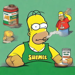 Homer Simpson, a popular cartoon character, dressed in an Offaly jersey, holding a lit cigarette in his hand.