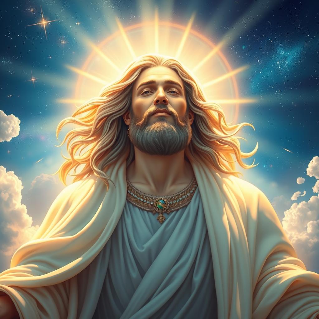 A majestic depiction of a divine figure, representing a true essence of God