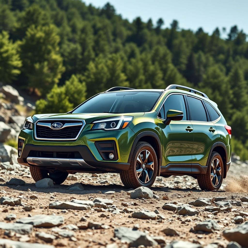 An automotive showcase of a Subaru Forester SG9, highlighting its rugged design and off-road capability