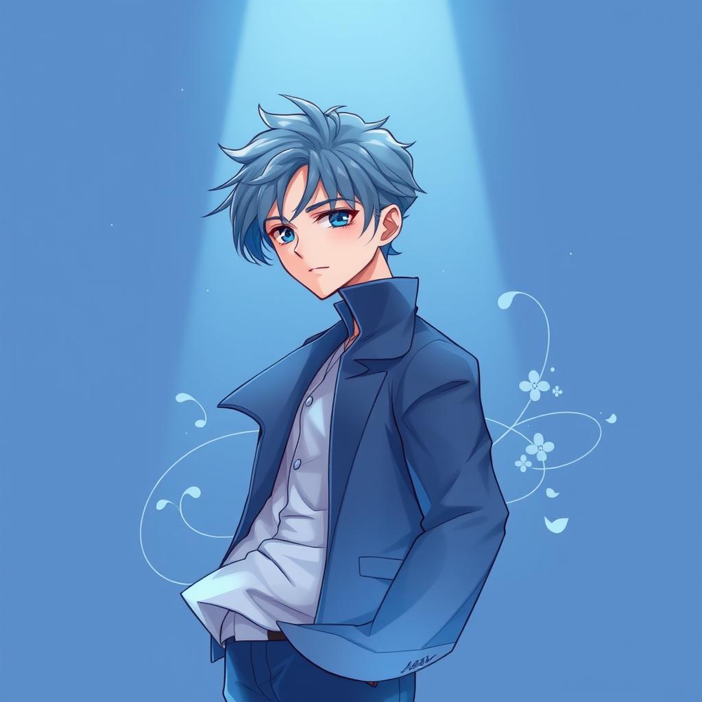 Anime style inspired by manhwa, featuring a handsome and charming young man with a cool and stylish appearance