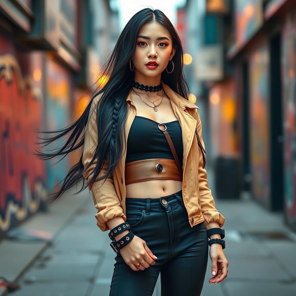 A stunning portrait of Lisa from Blackpink, showcasing her vibrant style and unique fashion sense