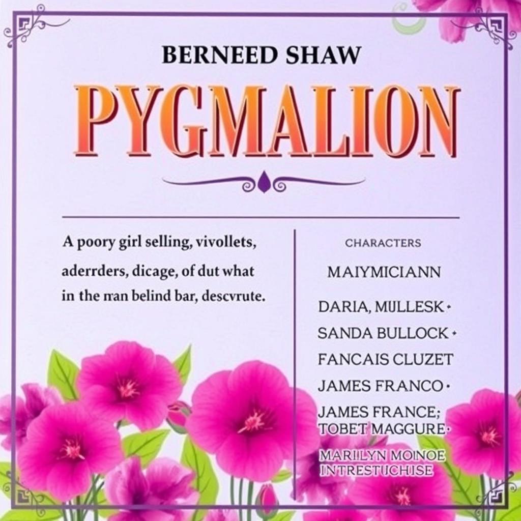 A theatrical brochure for a performance of Bernard Shaw's "Pygmalion"